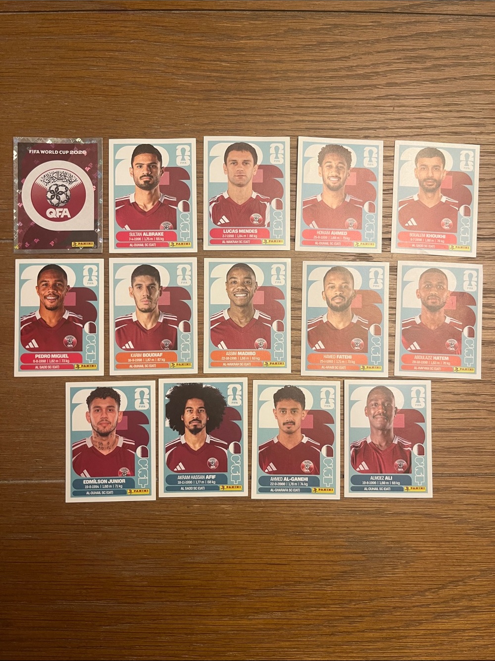 Panini Qatar Team Stickers - Maroon and Light Blue Accents